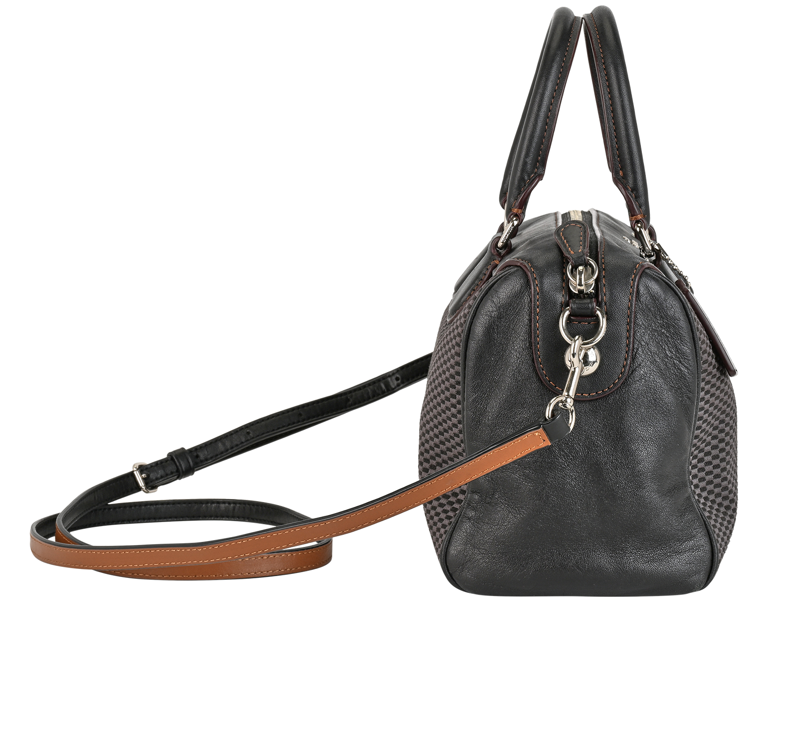 Mini Bennett Satchel, &pound;80, Handbags, Black/Brown, Canvas/Leather, Side view